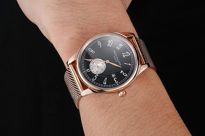 Patek Philippe Calatrava Small Seconds Black Dial Rose Gold Case And Bracelet new122971