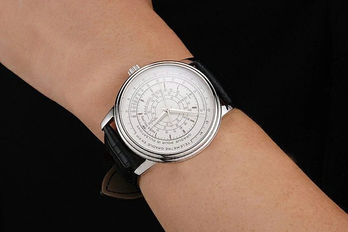 Patek Philippe Multi Scale White Dial Stainless Steel Case Black Leather Strap new122978
