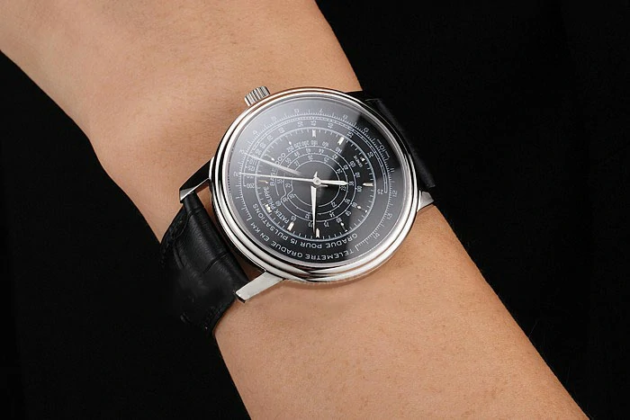 Patek Philippe Multi Scale Black Dial Stainless Steel Case Black Leather Strap new122979