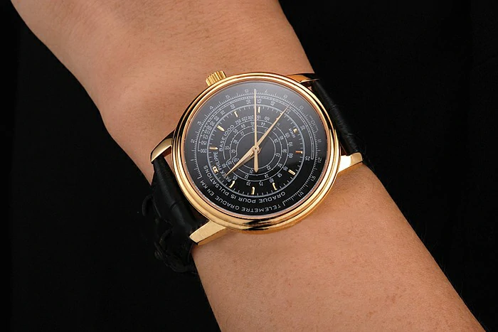 Patek Philippe Multi Scale Black Dial Gold Case Black Leather Strap new122981