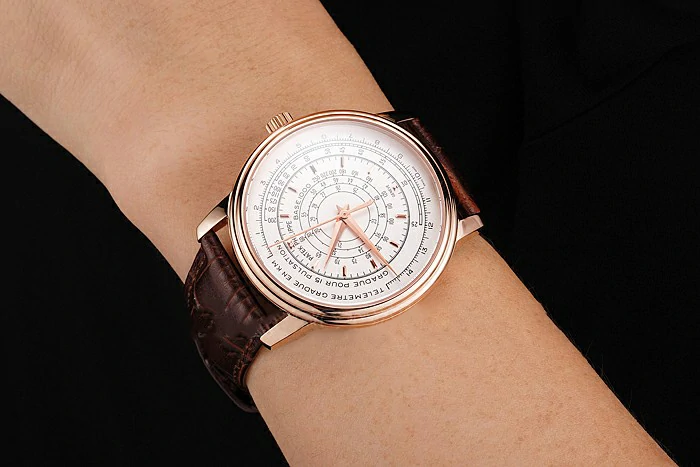Patek Philippe Multi Scale White Dial Rose Gold Case Brown Leather Strap new122982