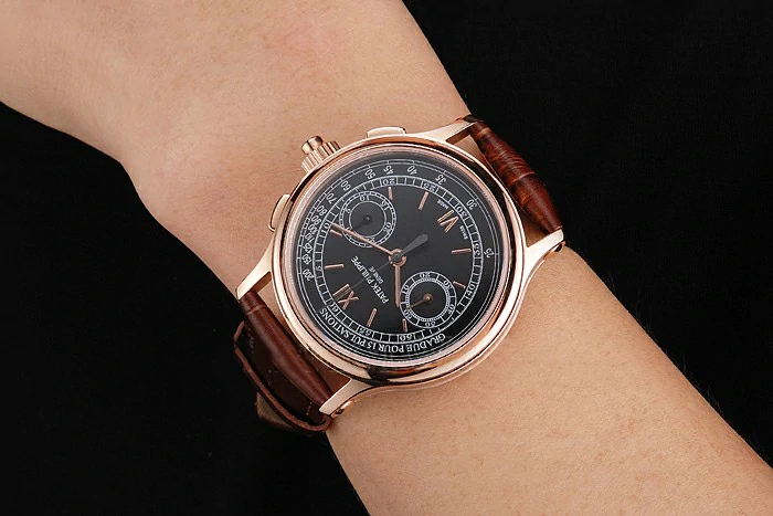 Patek Philippe 5170J Black Dial Rose Gold Case Brown Leather Strap new122992