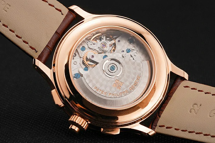 Patek Philippe Split Seconds Black Dial Rose Gold Case Brown Leather Strap new122993