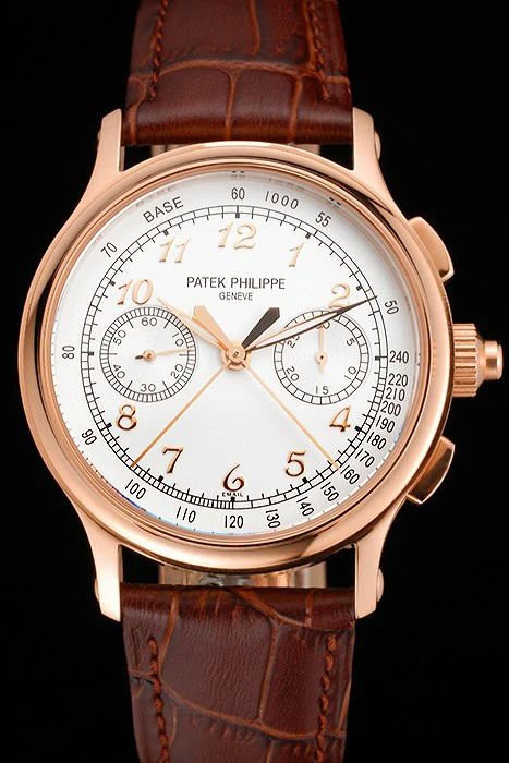 Patek Philippe Split Seconds White Dial Rose Gold Case Brown Leather Strap new122994