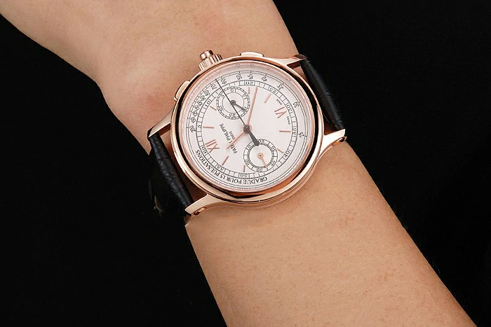 Patek Philippe 5170J White Dial Rose Gold Case Black Leather Strap new122995
