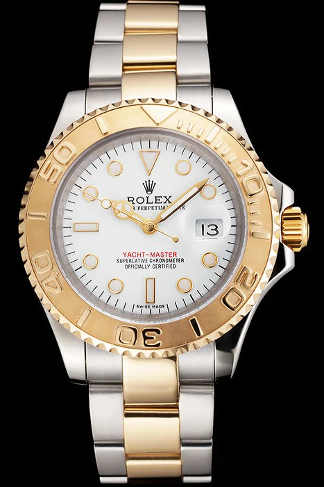 Rolex Yacht Master White Dial Gold Bezel Stainless Steel Case Two Tone Bracelet new123003