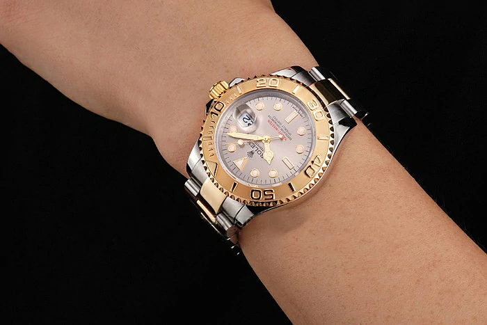 Rolex Yacht Master Champagne Dial Gold Bezel Stainless Steel Case Two Tone Bracelet new123005
