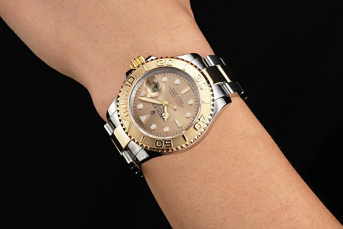 Rolex Yacht Master Gray Dial Gold Bezel Stainless Steel Case Two Tone Dial new123006