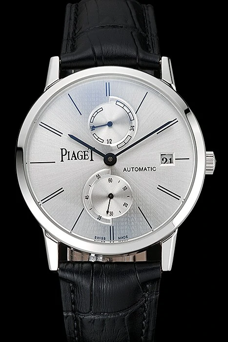 Piaget Altiplano Date Silver Dial Stainless Steel Case Black Leather Strap new123374