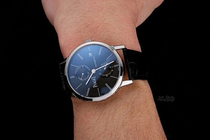 Piaget Altiplano Date Black Dial Stainless Steel Case Black Leather Strap new123375