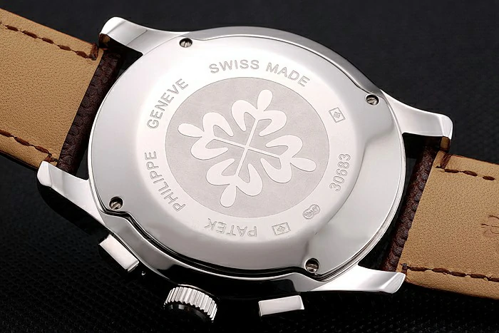 Patek Philippe Chronograph White Dial Blue Hands Stainless Steel Case Brown Leather Strap new123384