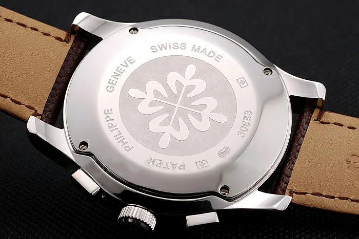 Patek Philippe Chronograph White Dial Stainless Steel Case Brown Leather Strap new123385