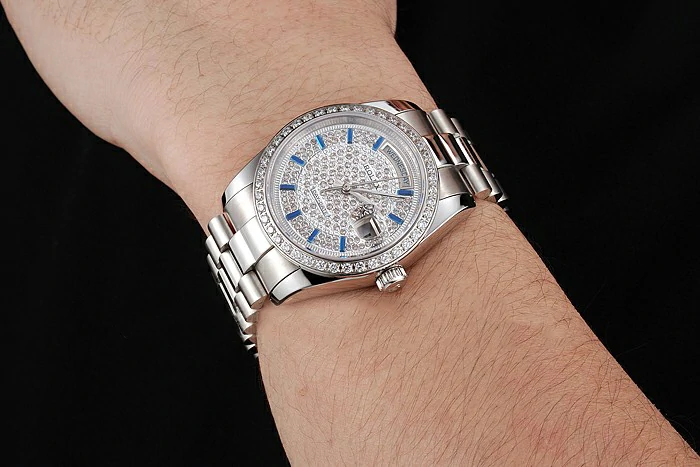 Rolex Day Date Diamond Pave Dial And Bezel Stainless Steel Case And Bracelet new123404