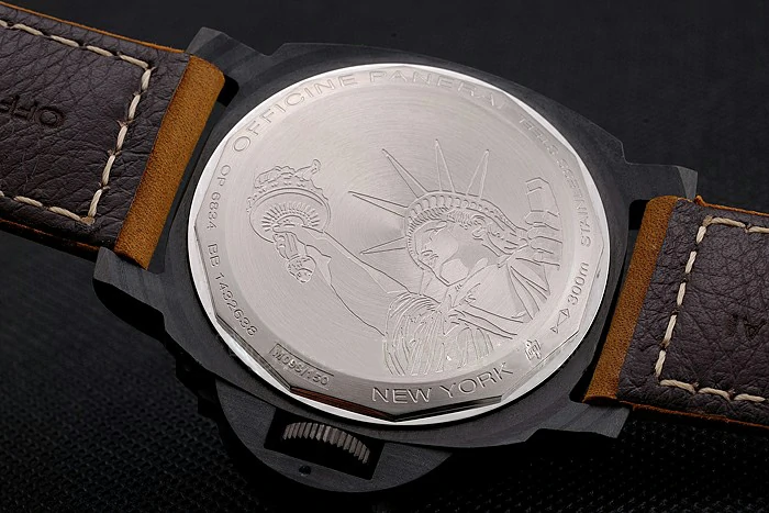 Panerai Luminor Marina Black Dial Black Case Brown Leather Strap new123412