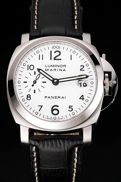 Panerai Luminor Marina White Dial Stainless Steel Case Black Leather Strap new123418