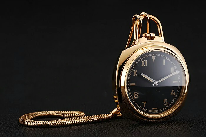 Panerai Radiomir Pocket Watch Black California Dial Gold Case And Chain new123569
