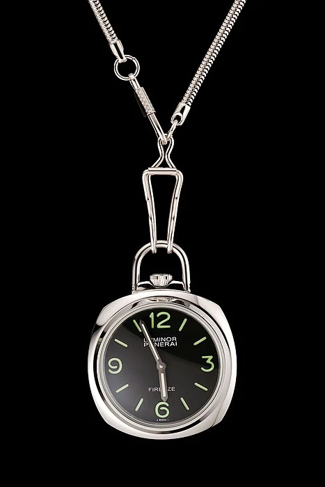 Panerai Luminor Pocket Watch Black Dial Stainless Steel Case And Chain new123573