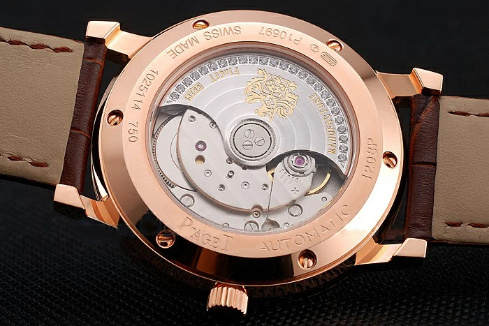 Piaget Altiplano Diamond Set Rose Gold Case And Pearl Dial Brown Leather Strap new123574