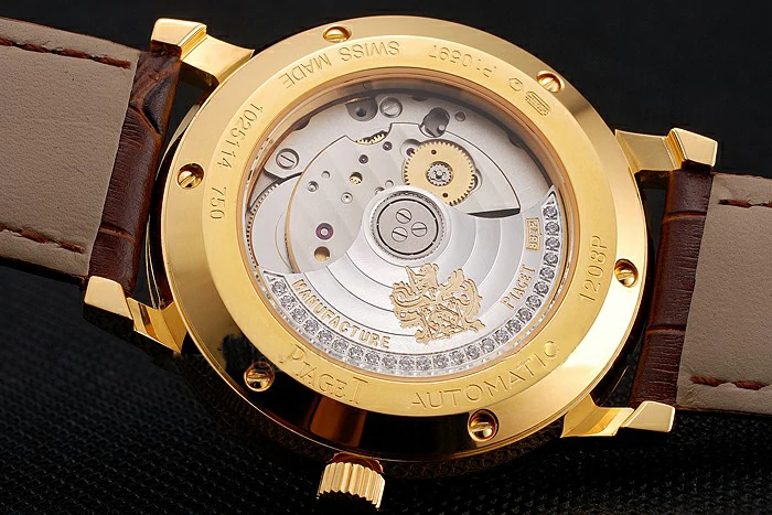 Piaget Altiplano Diamond Set Gold Case And Pearl Dial Brown Leather Strap new123575