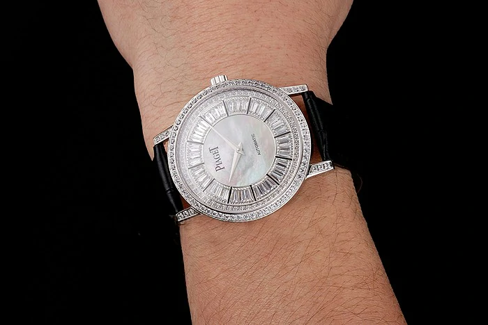 Piaget Altiplano Diamond Set Stainless Steel Case And Pearl Dial Black Leather Strap new123576