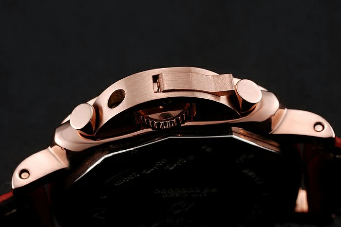 Panerai Radiomir 8 Days Chronograph Black Dial Diamond Bezel Rose Gold Case Red Leather Strap new123902