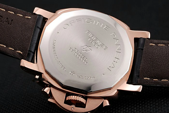 Panerai Radiomir 8 Days Chronograph Black Dial Diamond Bezel Rose Gold Case Black Leather Strap new123903