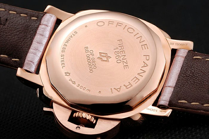 Panerai Radiomir Black Dial Diamond Bezel Rose Gold Case Pink Leather Strap new123906