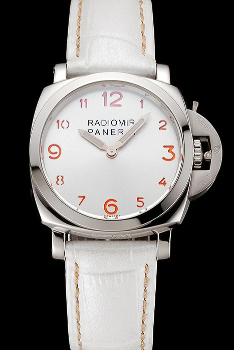 Panerai Radiomir White Dial Stainless Steel Case White Leather Strap new123910