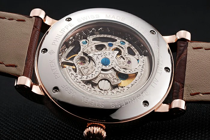 Patek Philippe Grand Complications Gray Skeleton Dial Rose Gold Case Brown Leather Strap new123912