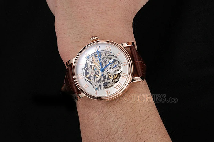 Patek Philippe Grand Complications White Skeleton Dial Rose Gold Case Brown Leather Strap new123913