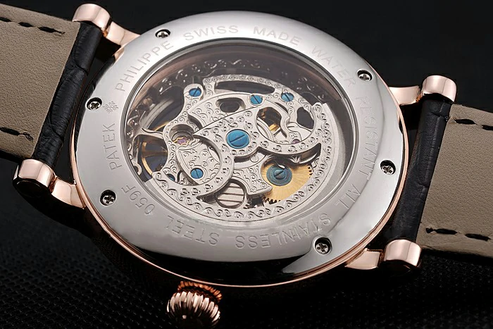 Patek Philippe Grand Complications Black Skeleton Dial Rose Gold Case Black Leather Strap new123914