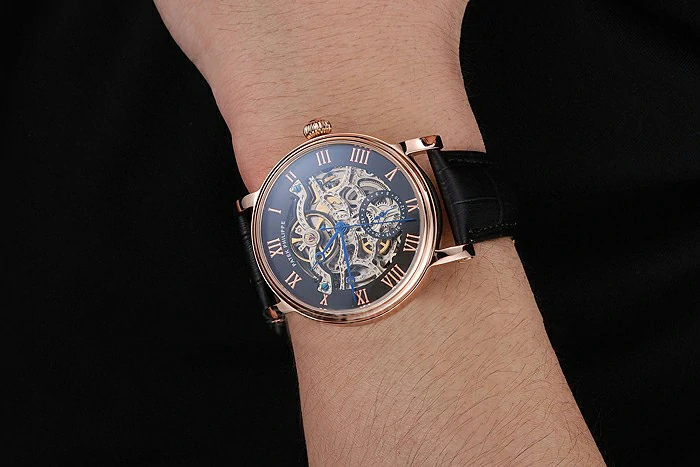 Patek Philippe Grand Complications Black Skeleton Dial Rose Gold Case Black Leather Strap new123914