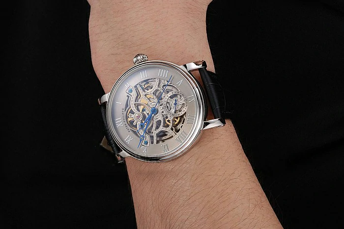 Patek Philippe Grand Complications Gray Skeleton Dial Stainless Steel Case Black Leather Strap new123916