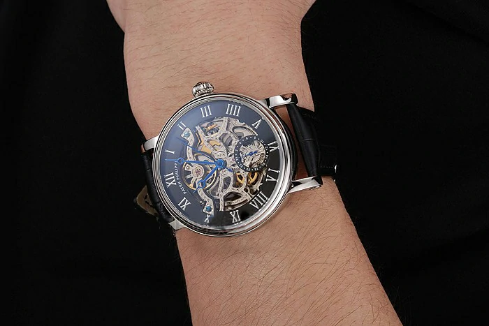 Patek Philippe Grand Complications Black Skeleton Dial Stainless Steel Case Black Leather Strap new123917