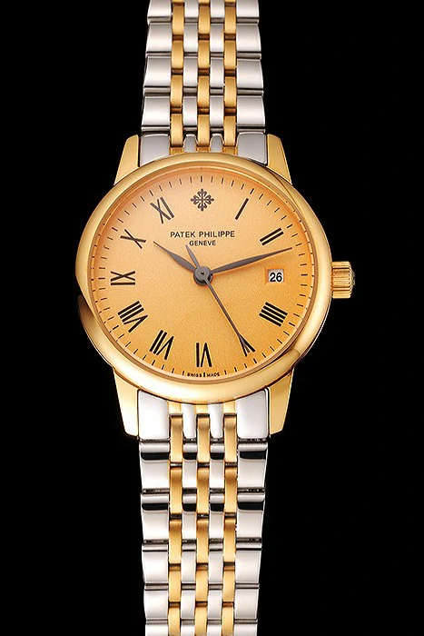 Patek Philippe Calatrava Ladies Gold Dial Yellow Gold Case Two Tone Bracelet new123931