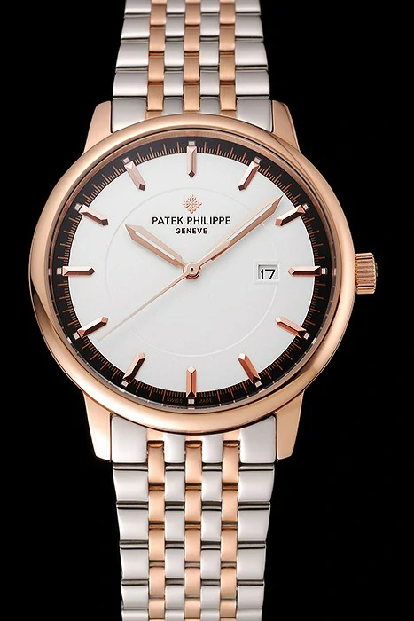 Patek Philippe Calatrava White Dial Rose Gold Case Two Tone Bracelet new123936