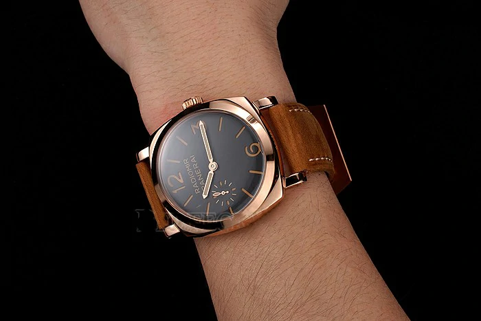 Panerai Radiomir 1940 Black Dial Rose Gold Case Brown Suede Leather Strap new123949