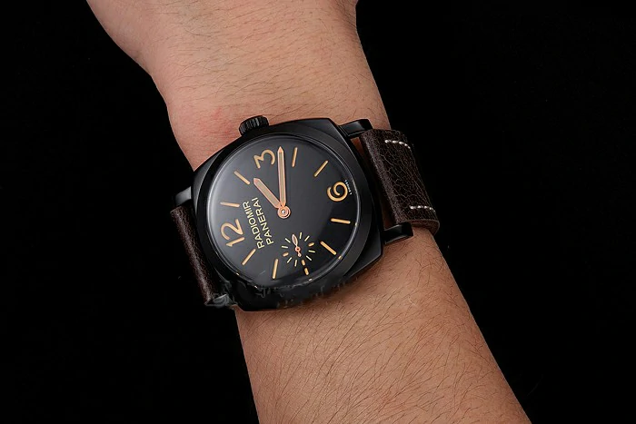 Panerai Radiomir 1940 Black Dial Black PVD Case Brown Leather Strap new123950