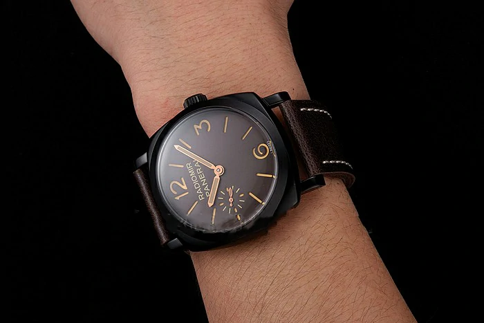 Panerai Radiomir 1940 Brown Dial Black PVD Case Brown Leather Strap new123951