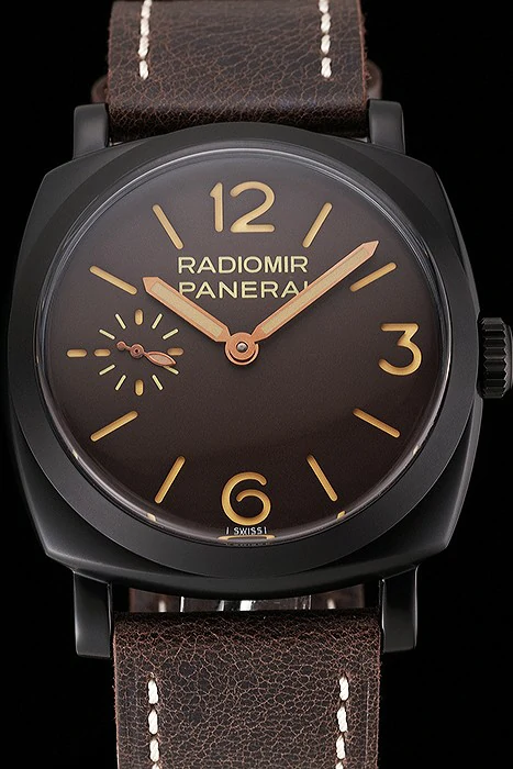 Panerai Radiomir 1940 Brown Dial Black PVD Case Brown Leather Strap new123951