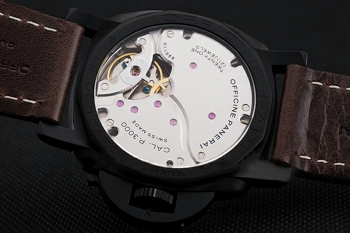 Panerai Luminor Marina Black Dial Black PVD Case Brown Leather Strap new123952