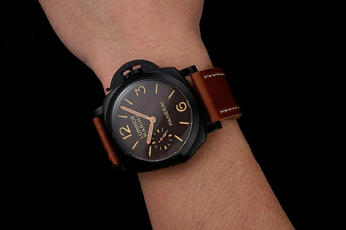 Panerai Luminor Marina Brown Dial Black PVD Case Brown Leather Strap new123954