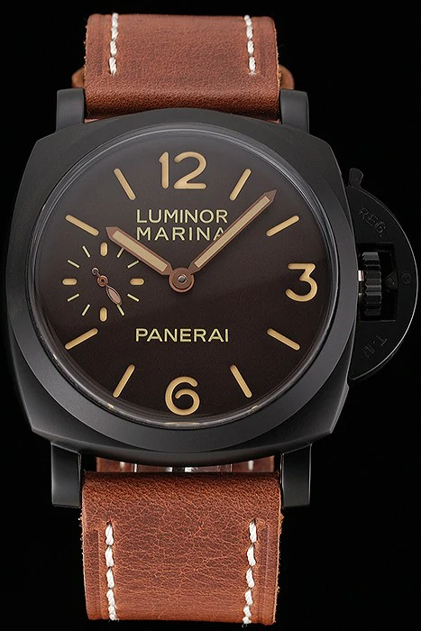Panerai Luminor Marina Brown Dial Black PVD Case Brown Leather Strap new123954