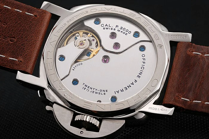 Panerai Luminor Marina Black Dial Stainless Steel Case Brown Leather Strap new123957