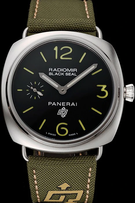 Panerai Radiomir Black Seal Logo Acciaio Black Dial Green Bracelet new124471