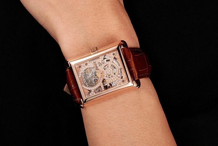 Piaget Emperador Tourbillon Skeleton Rose Gold Case Brown Leather Bracelet new124560
