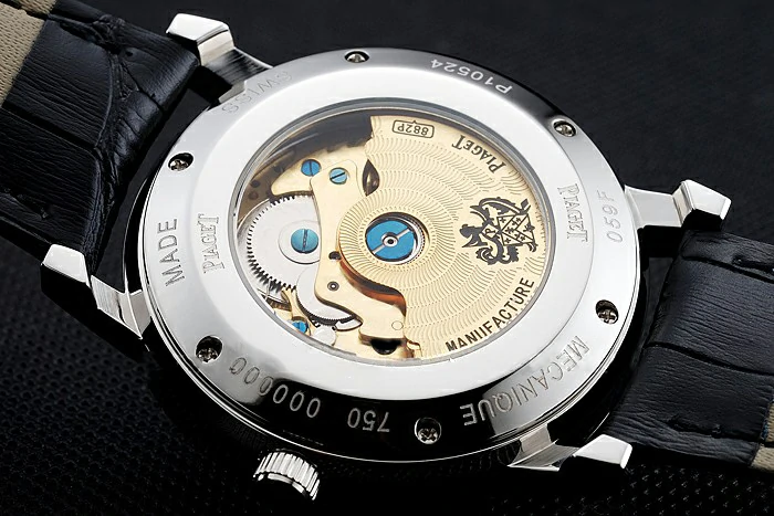 Piaget Altiplano Black Dial Silver Case Black Leather Bracelet new124893
