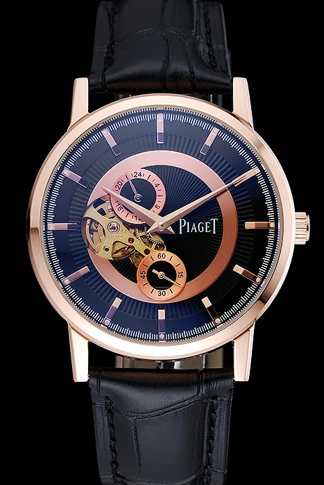 Piaget Altiplano Black Dial Gold Case Black Leather Bracelet new124894