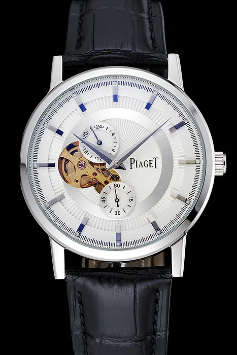 Piaget Altiplano White Dial Silver Case Black Leather Bracelet new124895
