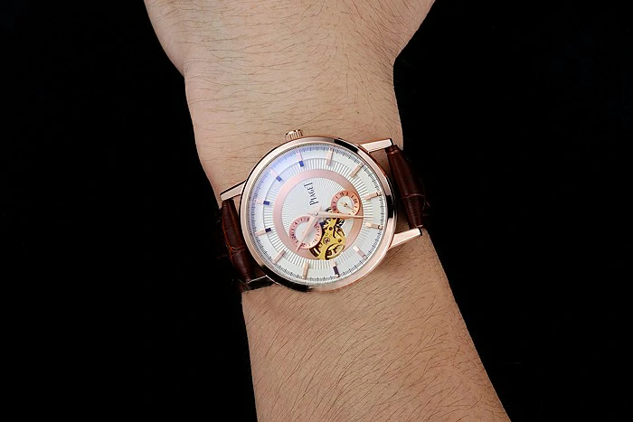 Piaget Altiplano White Dial Gold Case Brown Leather Bracelet new124896